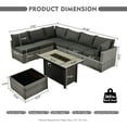 thumbnail image 3 of XIZZI 8 Pieces Patio Furniture Set Wicker Rattan Conversation Set with Propane Gas Fire Pit Table,Black, 3 of 9
