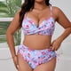 thumbnail image 1 of Trajes de baño Amzcrzy Tankini para mujer, trajes de baño, moda para mujer, talla grande, cordón, estampado floral, bikini fresco, traje de baño dividido, traje de baño rosa, 5XL, 1 of 7