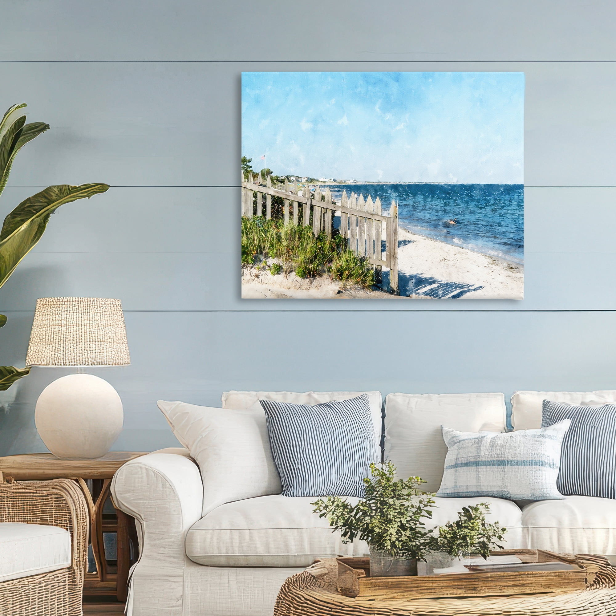 Stupell Industries Beach Pickets View Canvas Wall Art, design by Kim Curinga