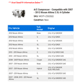 thumbnail image 2 of A/C Compressor - Compatible with 2007 - 2012 Nissan Altima 2.5L 4-Cylinder 2008 2009 2010 2011, 2 of 2