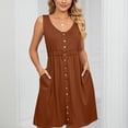 thumbnail image 4 of Vedolay Dresses For Girls Women Casual Summer Dresses 2023 Spring Crew Neck Ruffle Short Sleeve Floral Leopard Smocked Boho Flowy Maxi Dress,Brown XXL, 4 of 5
