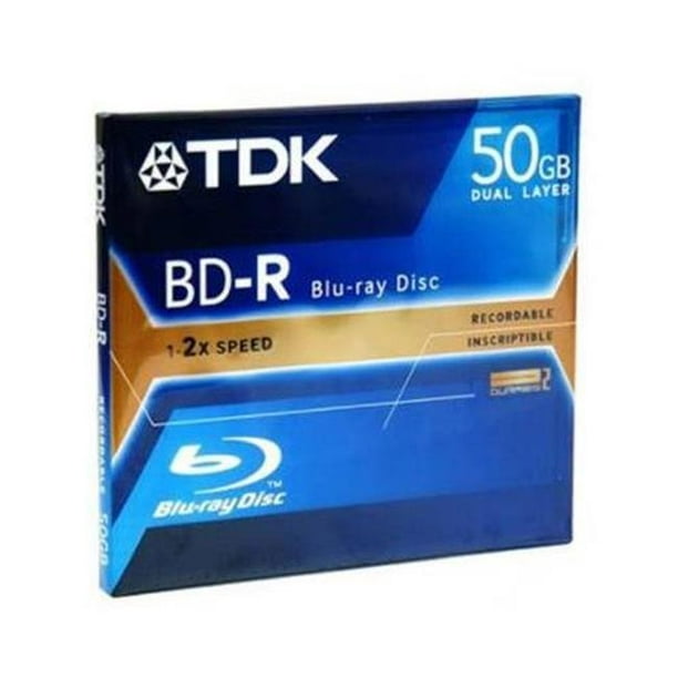 TDK BD-R50A Disque- Blu-ray- Double Couche- 50GB- Écrire une Fois- 2X- Professionnel- Bijou Cas