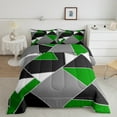 thumbnail image 2 of Erosebridal Geometric Sqare Comforter Sets Queen Size,Green Grey Bedding Queen Comforter Set,Abstract Rectangle Bedding Sets Queen With Comforter,Minimalst Room Decoration,Reversible,3-Piece, 2 of 8