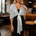 thumbnail image 2 of Sparkling Metallic Shawls and Wraps for Evening Dresses Silver One Size, 2 of 4