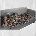 thumbnail image 5 of Floral Soft Flannel Fleece Throw Blanket, Leaves Forest Foliage Fern Petals Spring Plants on Charcoal Grey Backdrop, Cozy Plush for Indoor and Outdoor Use, 70" x 90", Pale Green Magenta, by Ambesonne, 5 of 5