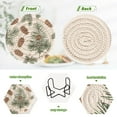 thumbnail image 4 of Pine Cone Trees 6 Pcs Drink Coasters with Holder Absorbent Coasters Woven Coasters for Drinks Table Desk Protection Home Decor, 4 of 7