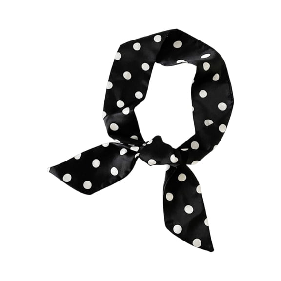 Junboys Womens Polka Dot Skinny Scarf - Long Ribbon Neck Tie Belt, Purse Scarf for Women & Scarf for Women, Premium for Everyday Fashion,Black
