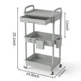 thumbnail image 4 of LLMRR 3 Tier Rolling Utility Cart with Drawer, Cart with Drawer & Handle, Bathroom Cart Organizer, Rolling Storage Cart with Drawer, Rolling Cart with Lockable Wheels for Kitchen, Office, Grey, 4 of 9