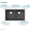 thumbnail image 7 of Elkay ELGDULB3322GS0 Quartz Classic 33" x 19" x 10", Equal Double Bowl Undermount Sink with Aqua Divide, Greystone, 7 of 7