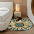 thumbnail image 2 of Round Rugs 4 Ft, Blue Golden Sun Non Slip Area Rugs for Kitchen Bedroom Entryway, Vintage Abstract Art Retro Washable Carpet Runner Rug Floor Mats for Bedroom Home Decor, 2 of 9