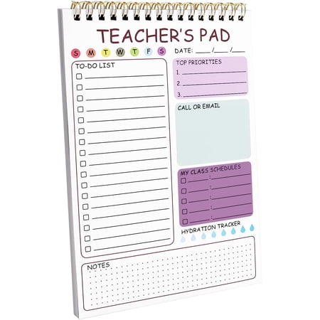 Teacher Notepad, 8.3x5.8 Inch Teacher Notepad, Spiral Checklist Notebook for Class Schedules, Daily Planner, School Tasks and Goal Setting ()