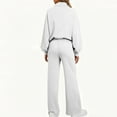 thumbnail image 4 of Two Piece Sets for Women Mock Neck Matching Sets Loungewear Fall Clothes Travel Outfits Fashion 2025 White L, 4 of 6