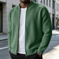 thumbnail image 5 of Havenx Men's Corduroy Jacket Ribbed Knit Full Zip Up Long Sleeve Jacket Mock Neck Solid Color Coats Lightweight Vintage Warm Casual Clothing,Green L, 5 of 6
