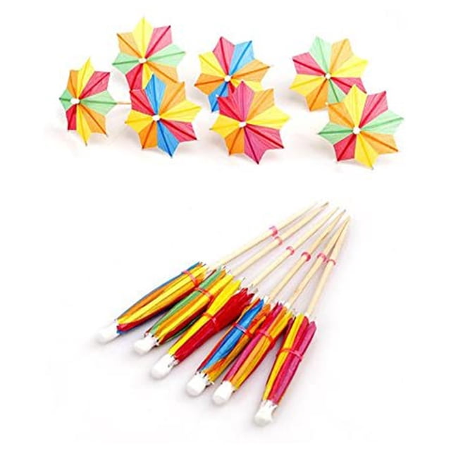 144 Pcs Handmade Umbrella Picks Cocktail Sticks for Tropical Drink Pool Party Decorations, Star Shape