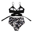 thumbnail image 3 of Women  Cross High Waisted String Floral Printed 2 Piece Bathing Suit Bkini, 3 of 6