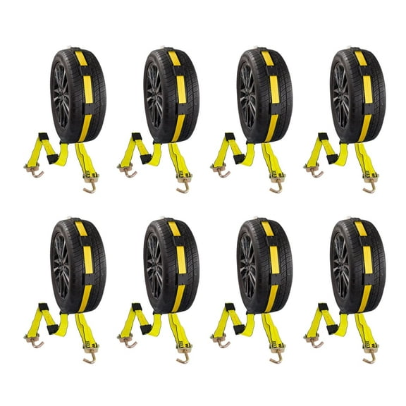 8 Pack 2" x 16" Replacement Over the Tire Strap w/ 2 Swivel Hooks I 10,000 lbs Breaking Strength, (No Ratched)