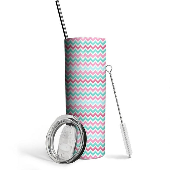 Color Stripe Skinny Tumbler 20oz - Insulated Water Bottle- Insulated Travel Coffee Mug