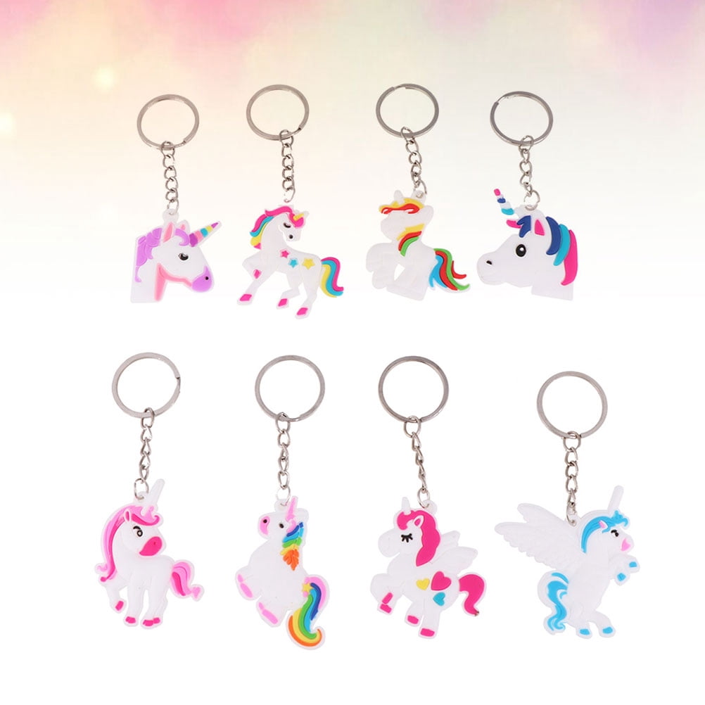 Hemoton 96 pcs  Cartoon Unicorn Key Ring Unicorn Keychain Hanging Ornament Keychain Pendant (Random Style)