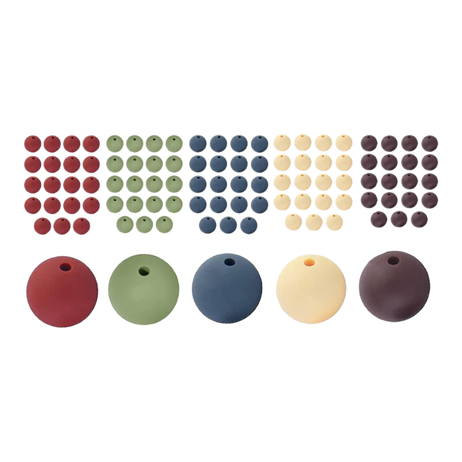 jifeng 100 Pcs Perles en Silicone 9mm Perles d'Espacement Colorées Rondes Assorties pour Lanière 5 Couleurs SetA