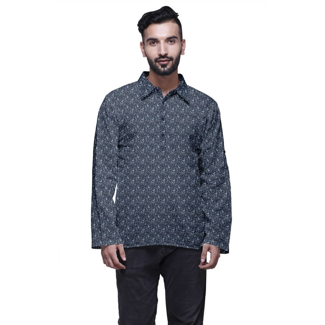 Atasi Kurta Court Imprimé à Manches Longues Décontracté pour Hommes Tenue Ethnique