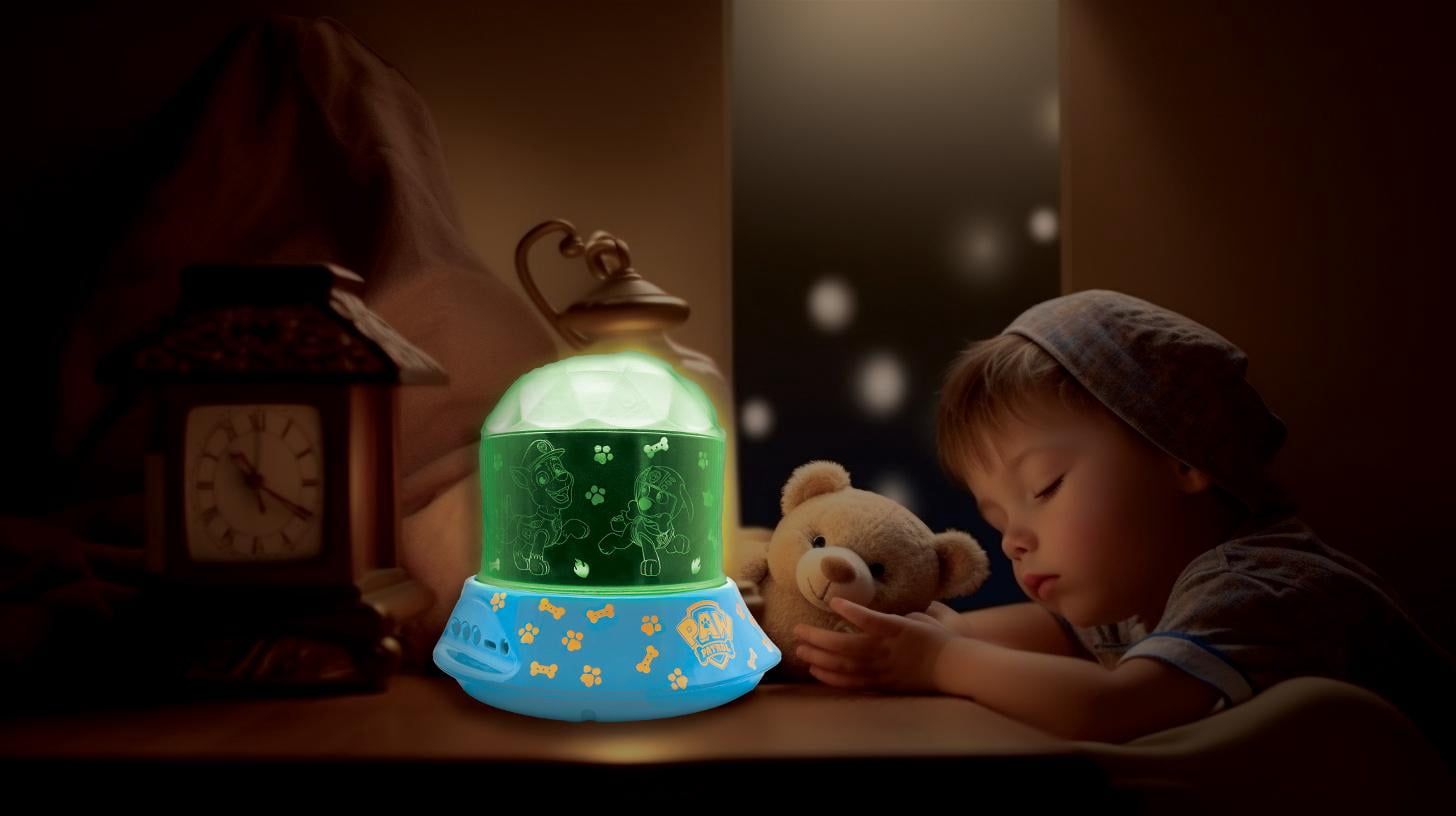 Lexibook, Paw Patrol, Nightlight with Speaker, Projections of the Paw Patrol Universe, Kaleidoscopic Lights on the Ceiling, Speaker with Auxiliary Plug, Rechargeable