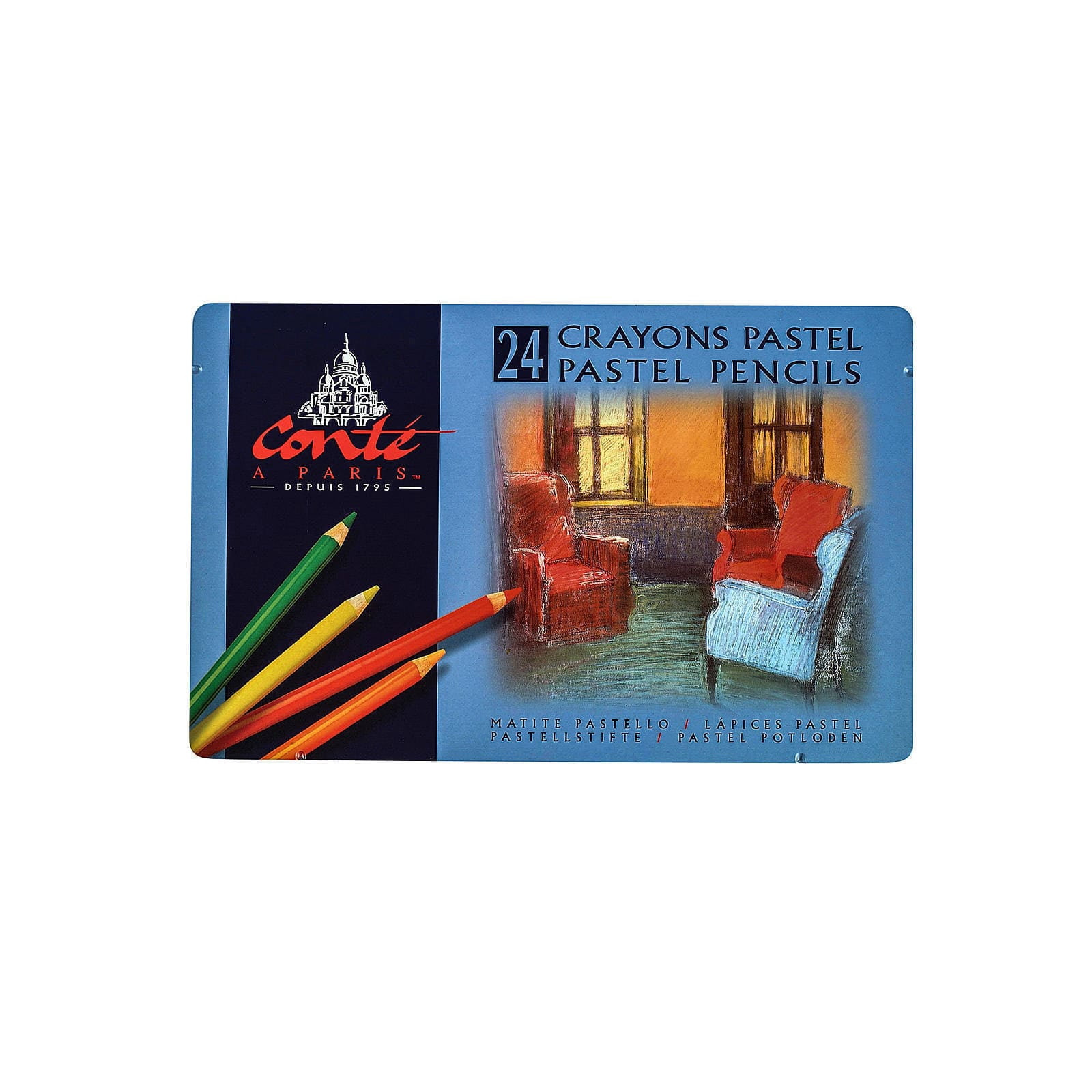 Conte Conté Pastel Pencil Set, 24-Color Set