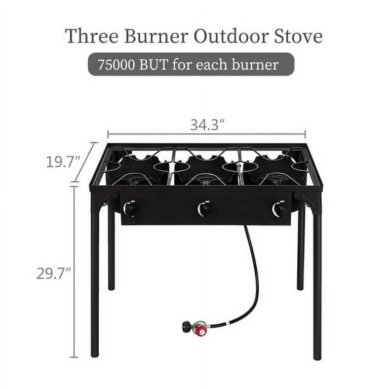 VIVOHOME Outdoor 3-Burner Stove, Max. 225,000 BTU/hr, with Detachable Legs  Stand for Camping Cookout 