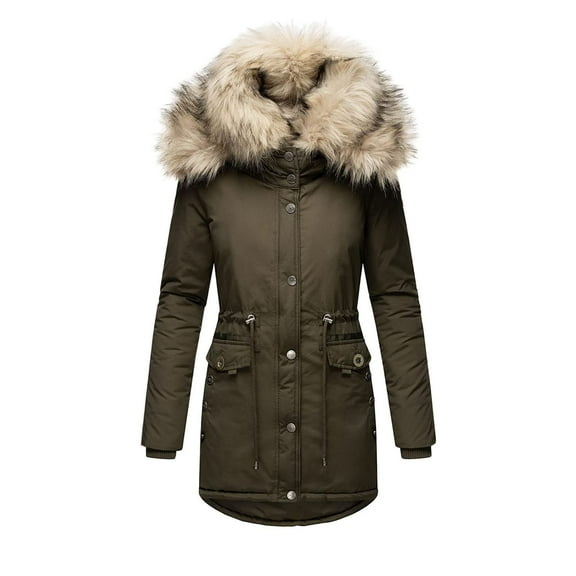 Women's Plus Size Winter Coat Recycled Puffer Jacket Warm Thicken Parka Overcoat with Removable Hood