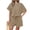 Khaki, variant on Womens 2 Piece Sets Summer Lounge Sets Striped Short Sleeve Oversized T Shirts Drawstring Shorts Matching Set