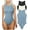 Black Beige Blue, variant on Women's 3 Piece Bodysuits Sexy Ribbed Sleeveless Halter Neck Shapewear Bodysuits