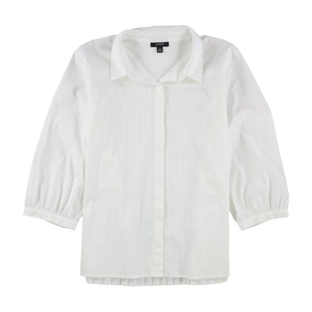 Camisa Alfani plisada con botones en la espalda para mujer blanca extragrande