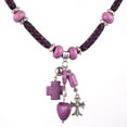 thumbnail image 4 of Lady Fashion Jewelry Stone Bead Heart Cross Pendant Mesh Cover Necklace Purple, 4 of 4