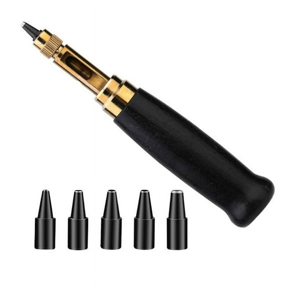 HOT Belt Hole Punch,Interchangeable Punch, Suitable for Leather,Paper,Belt Wooden Handle Binding Tool Black