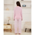 thumbnail image 3 of Womens Pajama Sets Long Sleeve and Plaid Pants Round Neck Soft Sleepwear for Women 2 Piece Womens Loungewear Sets with Pockets, Sizes S to XXL, 3 of 13