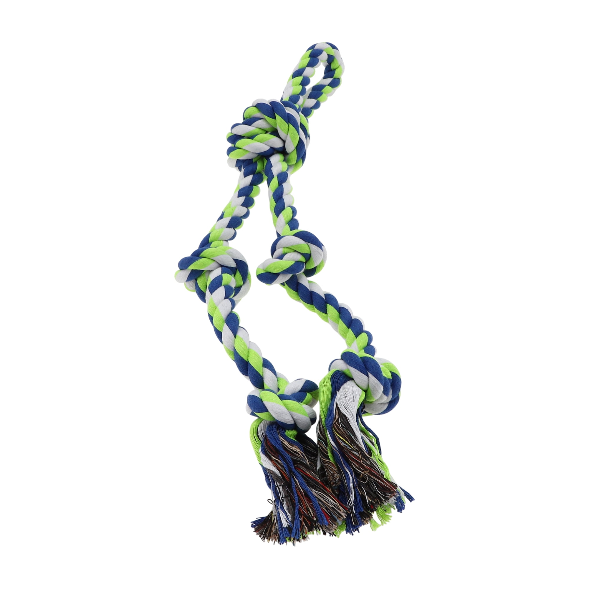 Unique Bargains Knots Shape Dog Chew Rope Durable Braided Cotton Teeth Cleaning Rope for Cats Dogs Rose Blue Green