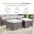 thumbnail image 5 of Outdoor Conversation Sets 5-Piece Patio Wicker Rattan Furniture Set with Swivel Rocking Chairs, Ottomans, Side Table and Upgrade 6" Cushions for Balcony Deck Backyard, Beige, 5 of 12