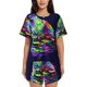 thumbnail image 1 of Fotbe Howling Wolf Conjunto de Pijama Estampado para Mujer, 2 Piezas, Ropa de Dormir con Camiseta de Manga Corta y Shorts Suaves-XX-Large, 1 of 6