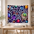 thumbnail image 5 of Rocket and Alien in Space Maze, Whimsical Illustration for Space Enthusiasts, Cosmic Scene Art Decor, Halloween Gift, Tapestry Wall Hanging for Bedroom and Living Room, 5 of 7