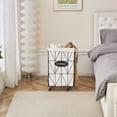 thumbnail image 6 of Collapsible Laundry Baskets with Wheels,Laundry Hamper with Removable Lined for Easy Cleaning,Sturdy Metal Frame Storage Basket for Clothes,Toys,Towels,Black+White, 6 of 7