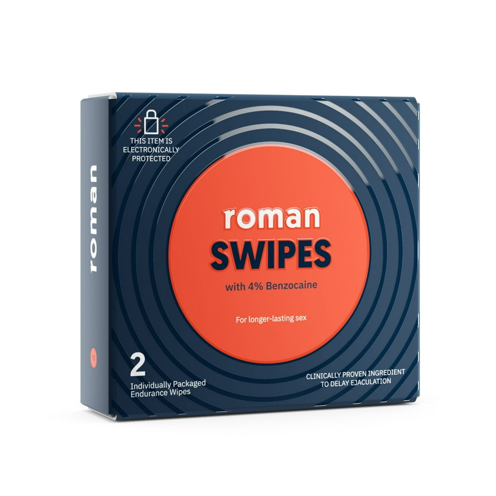 Roman Swipes, Packs of 2, 4 Benzocaine Wipes for Premature Ejaculation