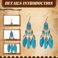 thumbnail image 3 of DESIGNICE Western Earrings,Alloy Dangle Earrings for Women,Folk Styling Statement Earrings,4.8"X1.2",Style1, 3 of 7
