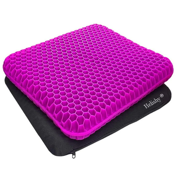 gel Seat cushion, Extra Thick gel cushion Office Seat cushion with Non-Slip cover, Breathable chair Pads Honeycomb Design Absorbs Pressure Points for car Office chair Wheelchair (Extra Thick, Voilet)