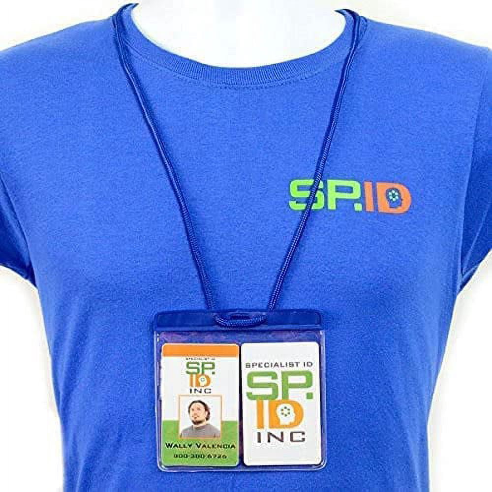 Color Badge Holder Horizontal with Lanyard - Extra Large Color Top Card Sleeve (4 1/2 X 3 1/2 - Max Insert) w/ Solid Color Neck Cord for Events / Conventions by Specialist ID (Blue)