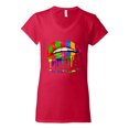 thumbnail image 2 of Wild Bobby, Colorful Painted Lip, Streetwear, Women Standard V-Neck Tee, Red, XX-Large, 2 of 5