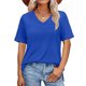 thumbnail image 2 of Tops Cortos para Mujeres Cuello en V Suelto Moda Casual Manga Corta Superior, Halagadora Silueta para el Uso Diario Y Casual, 2 of 9