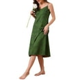 thumbnail image 4 of INSPIRE CHIC Womens Nightgown Satin Floral Jacquard Spaghetti Strap Sleeveless V Neck Long Midi Full Slip Sleepwear XS Green Flower, 4 of 6