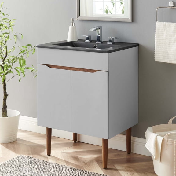 Modway Harvest 24" Bathroom Vanity in Gray Black