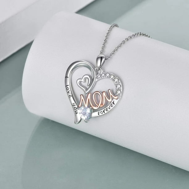 Collar De Plata Con Colgante De Corazón Regalo Para Mamá