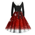 thumbnail image 3 of Christmas Dresses for Women Women's Casual And Fashionable Long Sleeved V-neck Print Matching Zipper Dress with Fur and Christmas Tree for Holiday Party,Vermilion,2XL, 3 of 4