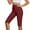 Wine, variant on Besolor Women's Yoga Shorts Knee Length High Elastic Waisted Side Slit Hem Slim Fitting Comfy Casual Athletic Workout Half Pants